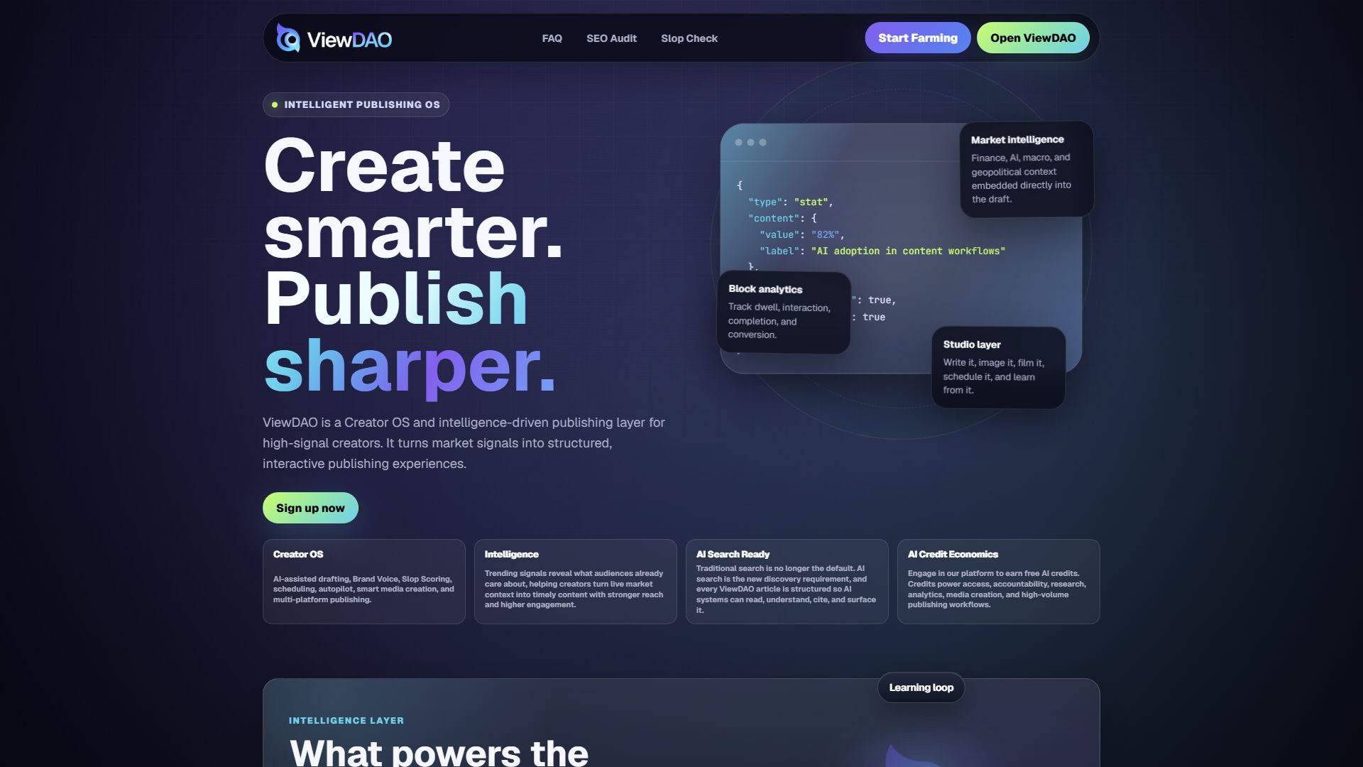ViewDAO homepage overview screenshot